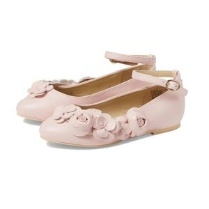 Girls Janie and Jack Pink Floral Flats, Size 2